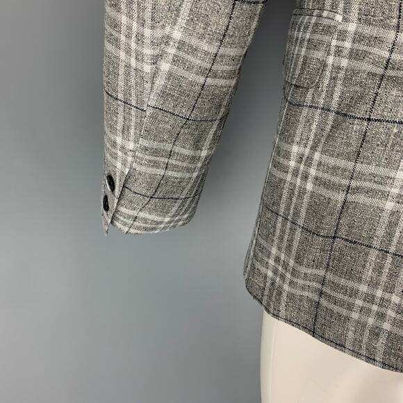 BLACK FLEECE Size 40 Light Grey Plaid Silk Blend Sport Coat - Picture 5 of 8